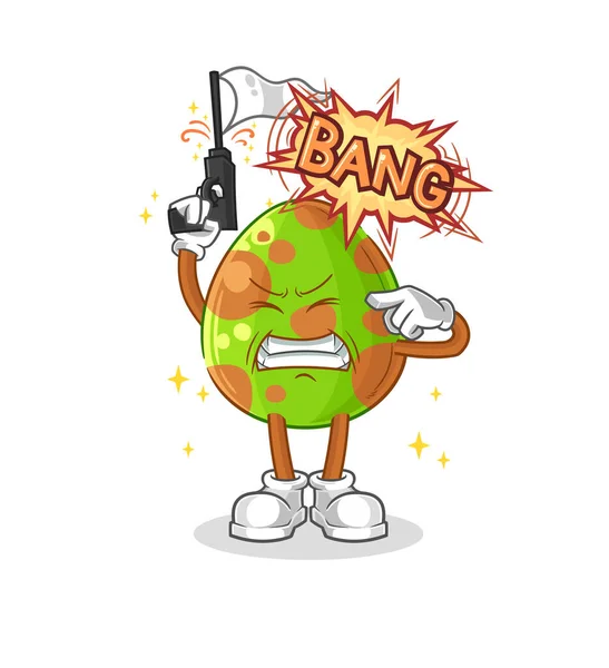 恐竜の卵警告ショットマスコット 漫画のベクトル — ストックベクタ