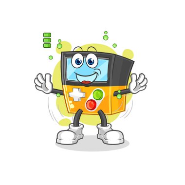 the gameboy full battery character. cartoon mascot vecto