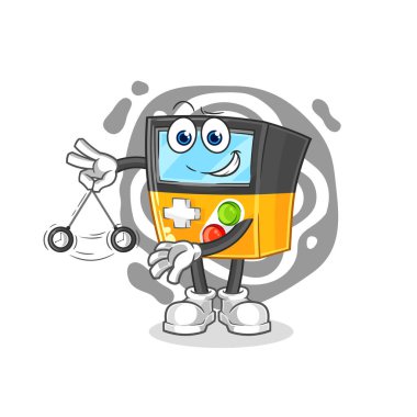 the gameboy hypnotizing cartoon. cartoon mascot vecto