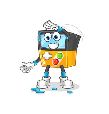 the gameboy stretching character. cartoon mascot vecto