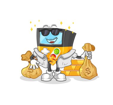 the gameboy rich character. cartoon mascot vecto