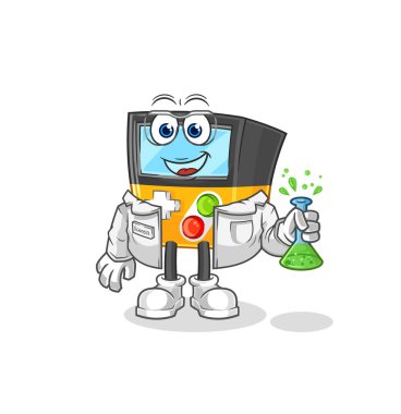 the gameboy scientist character. cartoon mascot vecto