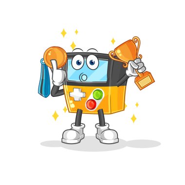 the gameboy winner with trophie. cartoon characte
