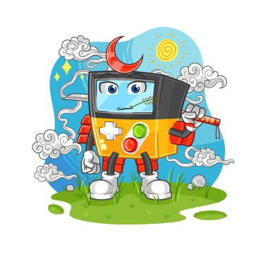 the gameboy samurai cartoon. cartoon mascot vecto