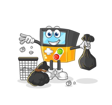 the gameboy Throw garbage mascot. cartoon vecto