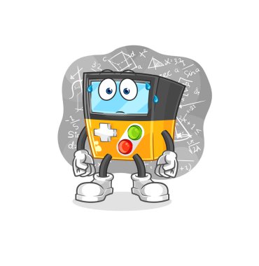 the gameboy thinking hard vector. cartoon characte