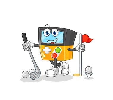the gameboy playing golf vector. cartoon characte