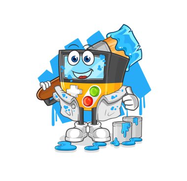 the gameboy painter illustration. character vecto