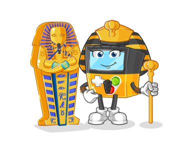 the gameboy ancient egypt cartoon. cartoon mascot vecto