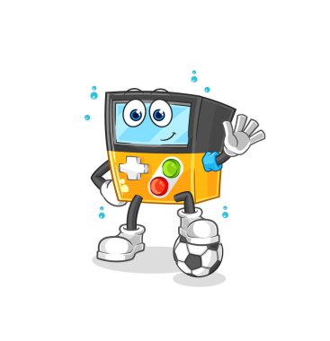 the gameboy playing soccer illustration. character vecto
