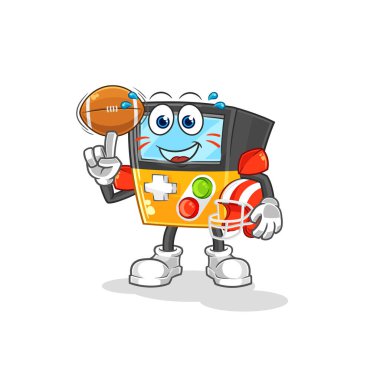 the gameboy playing rugby character. cartoon mascot vecto