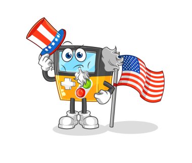 the gameboy uncle sam character. cartoon mascot vecto