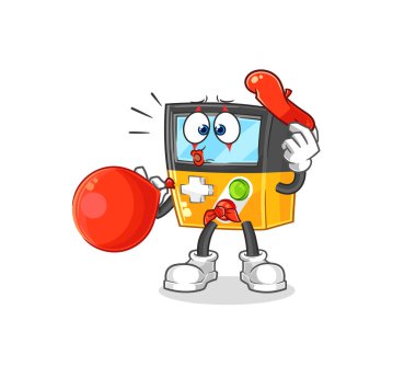 the gameboy pantomime blowing balloon. cartoon mascot vecto