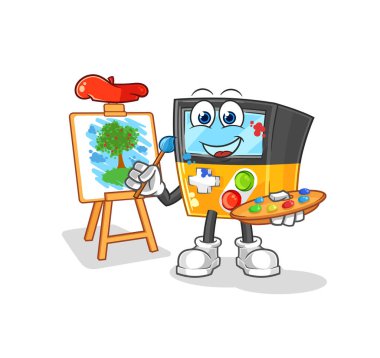 the gameboy artist mascot. cartoon vecto