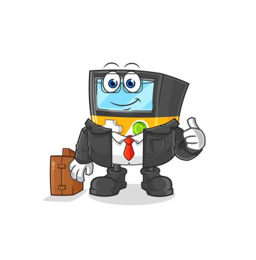 the gameboy office worker mascot. cartoon vecto