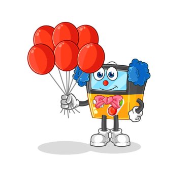 the gameboy clown with balloons vector. cartoon characte