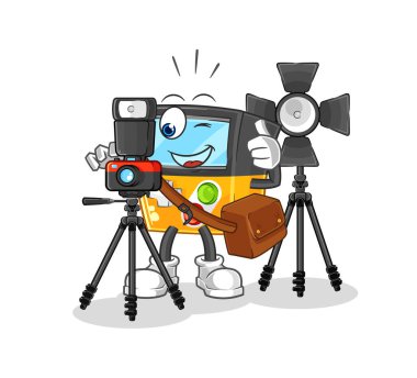 the gameboy photographer character. cartoon mascot vecto