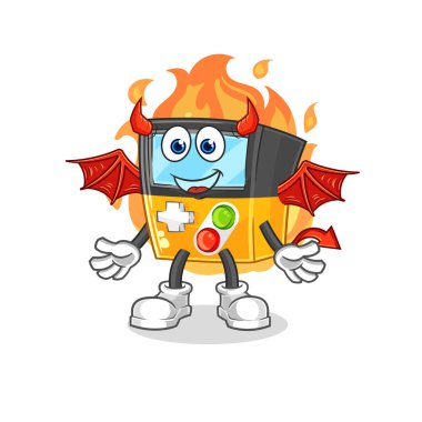 the gameboy demon with wings character. cartoon mascot vecto