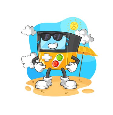 the gameboy sunbathing in summer. character vecto