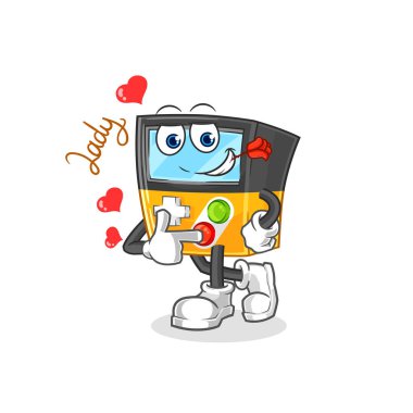 the gameboy flirting illustration. character vecto