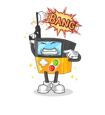 the gameboy warning shot mascot. cartoon vecto