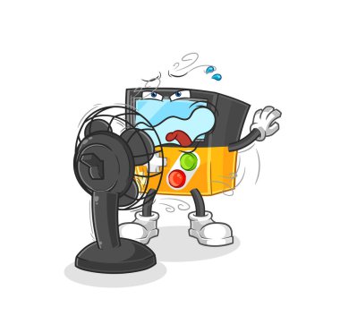 the gameboy with the fan character. cartoon mascot vecto