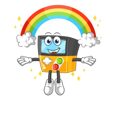 the gameboy with a rainbow. cartoon vecto