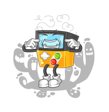 the depressed gameboy character. cartoon vecto