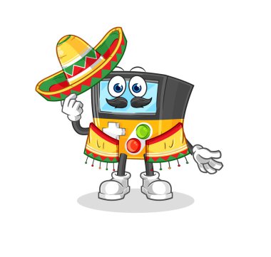the gameboy Mexican culture and flag. cartoon mascot vecto