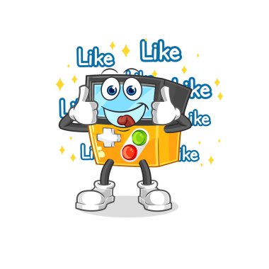 the gameboy give lots of likes. cartoon vecto