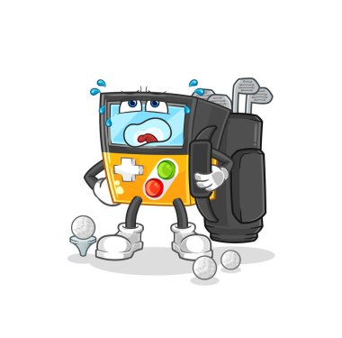 the gameboy with golf equipment. cartoon mascot vecto