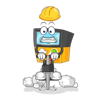 the gameboy drill the ground cartoon character vecto