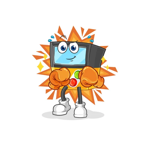 Gameboy Boxer Character Cartoon Mascot Vecto — ストックベクタ