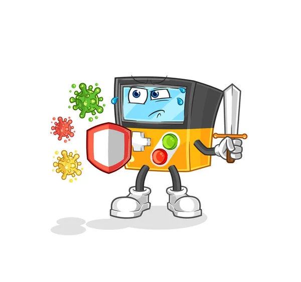 Gameboy Viruses Cartoon Cartoon Mascot Vecto — Vector de stock