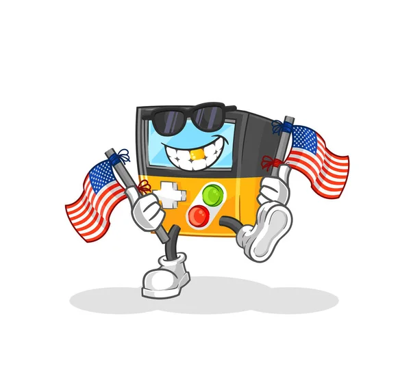 Gameboy American Youth Cartoon Mascot Vecto — Stok Vektör