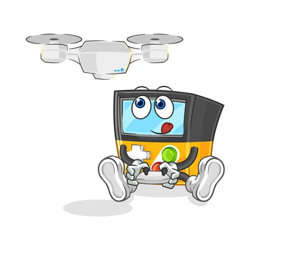 Chico Del Juego Con Personaje Dron Mascota Dibujos Animados Vecto — Archivo Imágenes Vectoriales