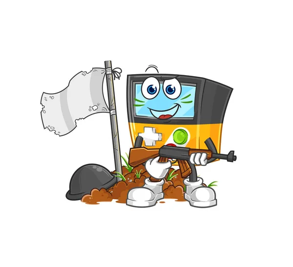 Gameboy Army Character Cartoon Mascot Vecto — Stock Vector