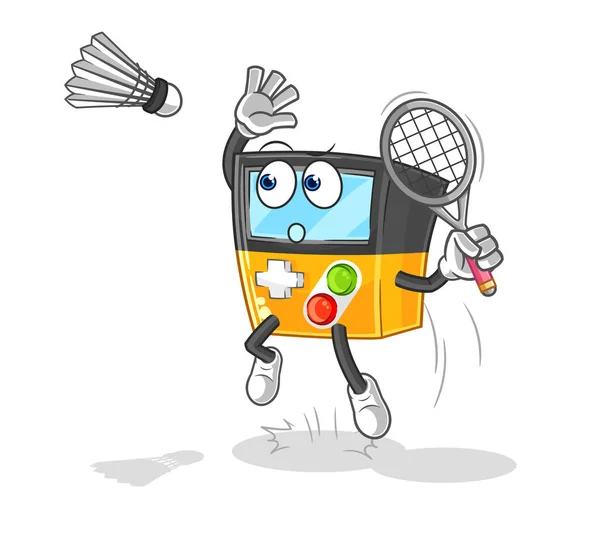 Gameboy Smash Badminton Cartoon Cartoon Mascot Vecto — Stok Vektör