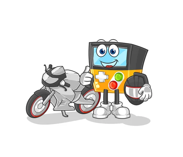 Gameboy Racer Character Cartoon Mascot Vecto — Stock Vector