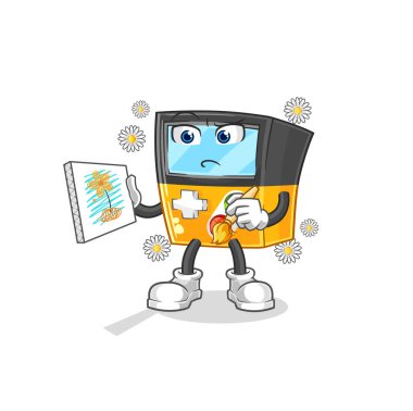 the gameboy traditional painter cartoon character vecto