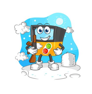 the gameboy soldier in winter. character mascot vecto