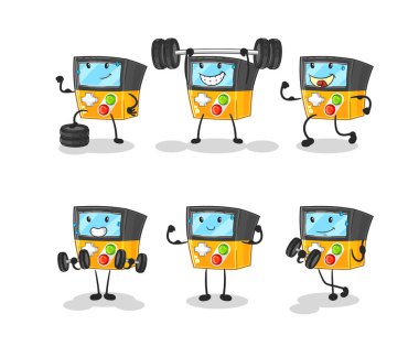 the gameboy exercise set character. cartoon mascot vecto