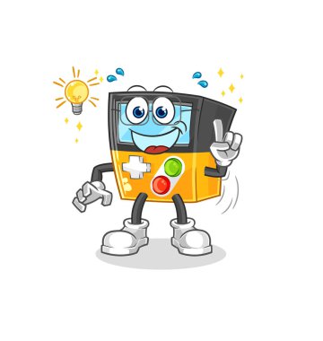 the gameboy got an idea cartoon. mascot vecto
