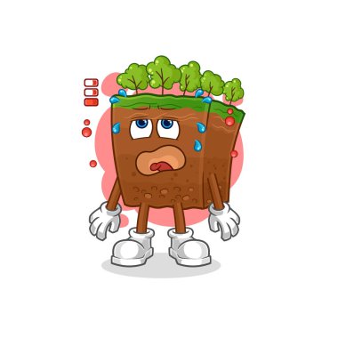the soil layers low battery mascot. cartoon vecto