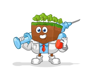 the soil layers doctor holding medichine and injectio