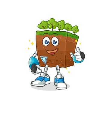 the soil layers robot character. cartoon mascot vecto