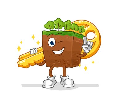 the soil layers carry the key mascot. cartoon vecto