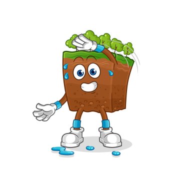 the soil layers stretching character. cartoon mascot vecto