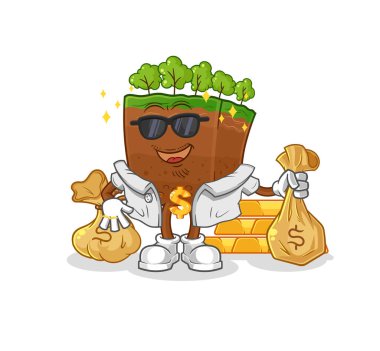 the soil layers rich character. cartoon mascot vecto