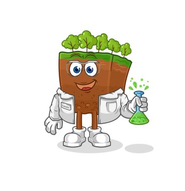 the soil layers scientist character. cartoon mascot vecto